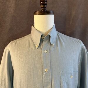 New Henry Jacobson Lg sky blue flax linen short sleeve shirt